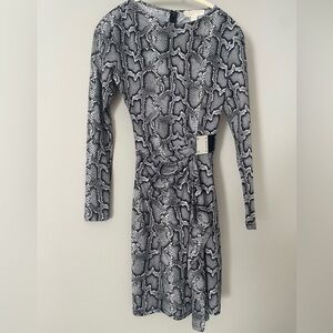 Michael Kors Long-Sleeve Snakeskin Print Dress - Size XS